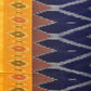 Blue and Yellow Pochampally Ikat Cotton Handloom Saree with Grill Design No Blouse - Global Threads | Swadesiicart