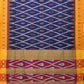 Blue and Yellow Pochampally Ikat Cotton Handloom Saree with Grill Design No Blouse - Global Threads | Swadesiicart