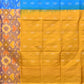 Blue and Yellow Uppada Silk Handloom Saree with Buta and Ikat Border Design - Global Threads | Swadesiicart