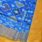 Blue and Yellow Uppada Silk Handloom Saree with Buta and Ikat Border Design - Global Threads | Swadesiicart