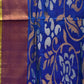 Blue and Yellow Uppada Silk Handloom Saree with One Side Border Design - Global Threads | Swadesiicart