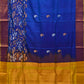 Blue and Yellow Uppada Silk Handloom Saree with One Side Border Design - Global Threads | Swadesiicart