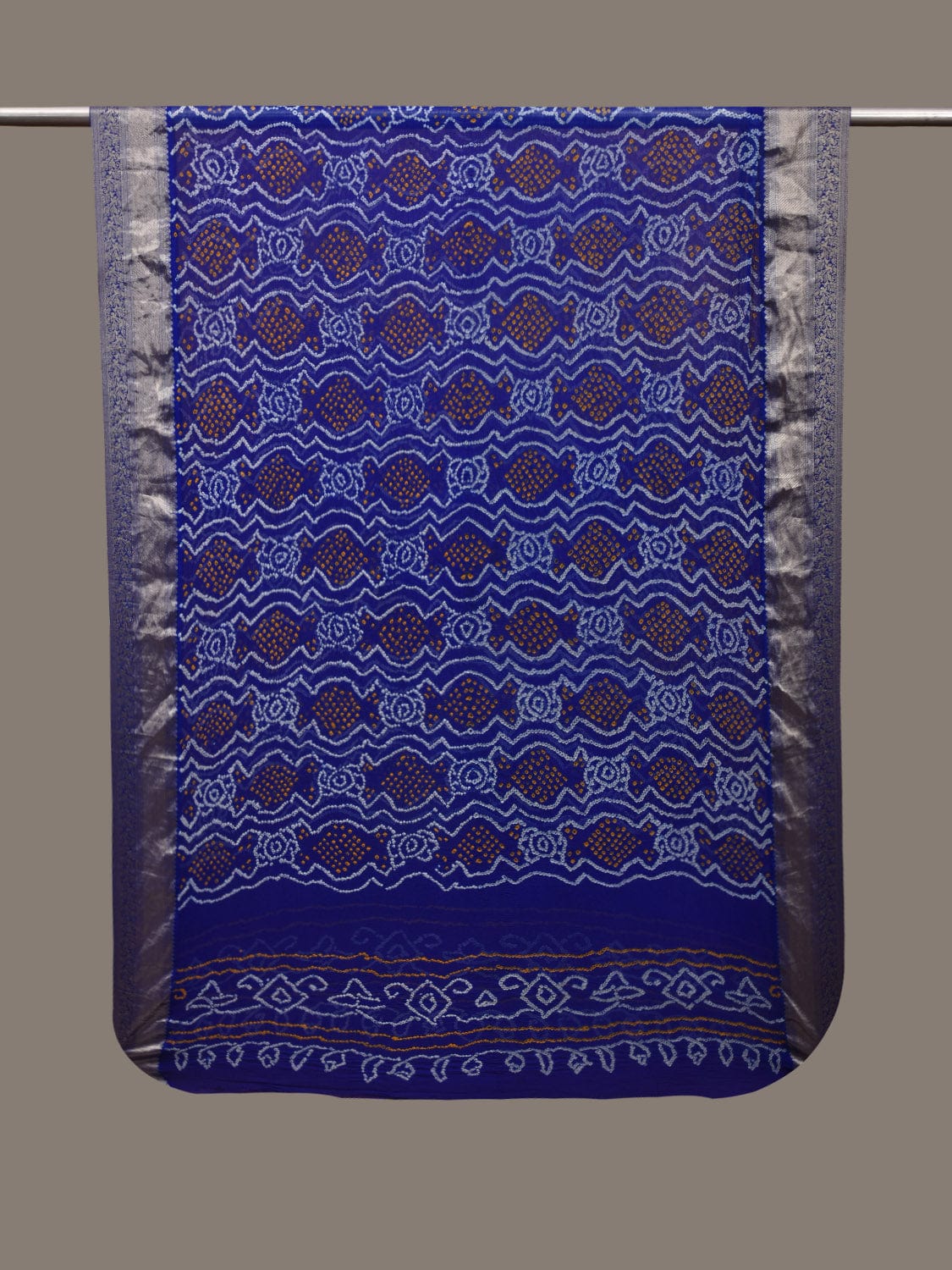 Blue Bandhani Banaras Georgette Dupatta with Border Design - Global Threads | Swadesiicart