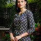 Yufta Blue Cotton Abstract Print Regular Top