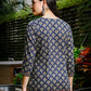 Yufta Blue Cotton Abstract Print Regular Top