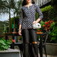 Yufta Blue Cotton Abstract Print Regular Top