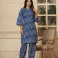 Yufta Blue Cotton Ikat Co-Ord Set - Swadesiicart