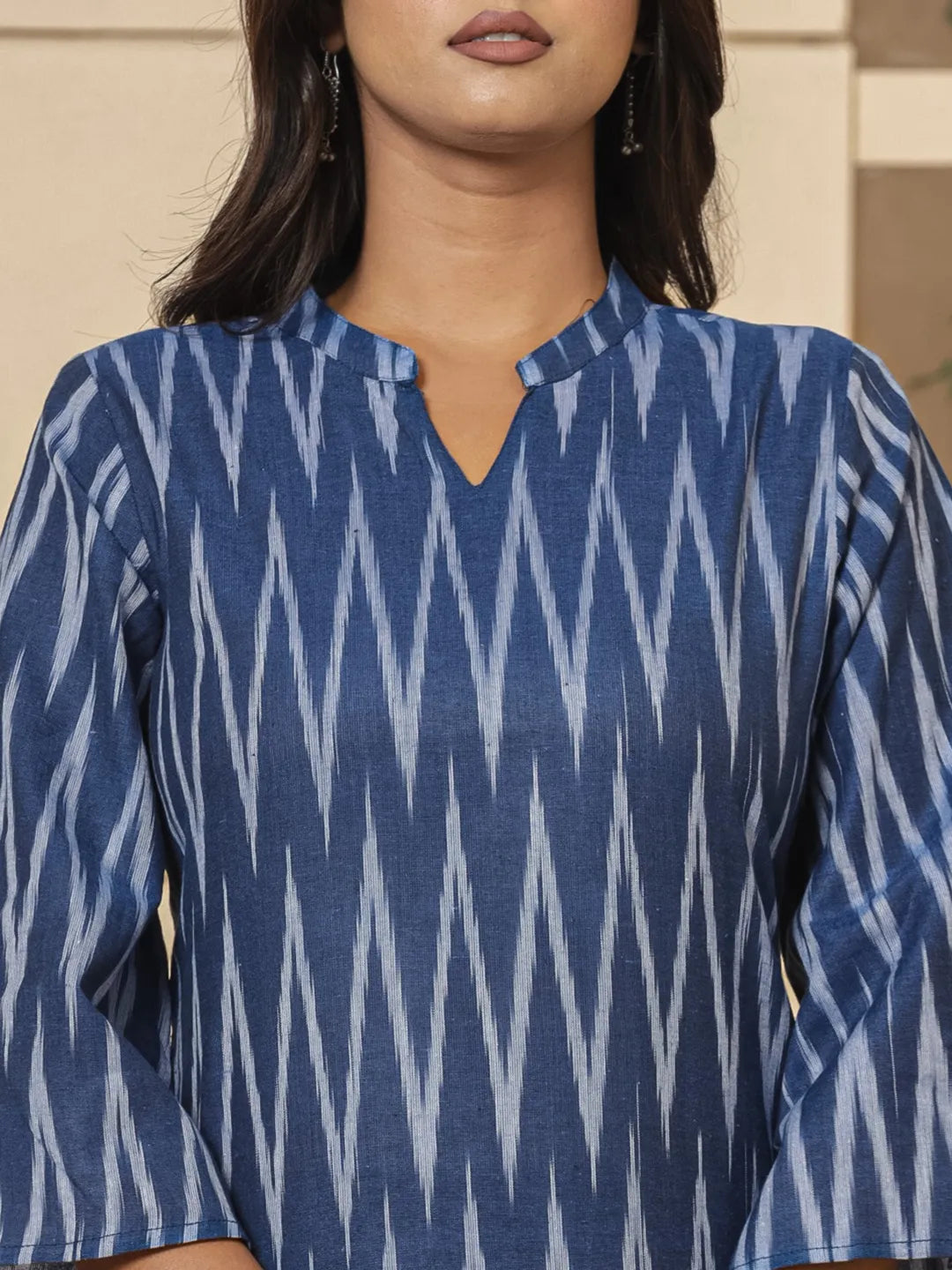 Yufta Blue Cotton Ikat Co-Ord Set - Swadesiicart