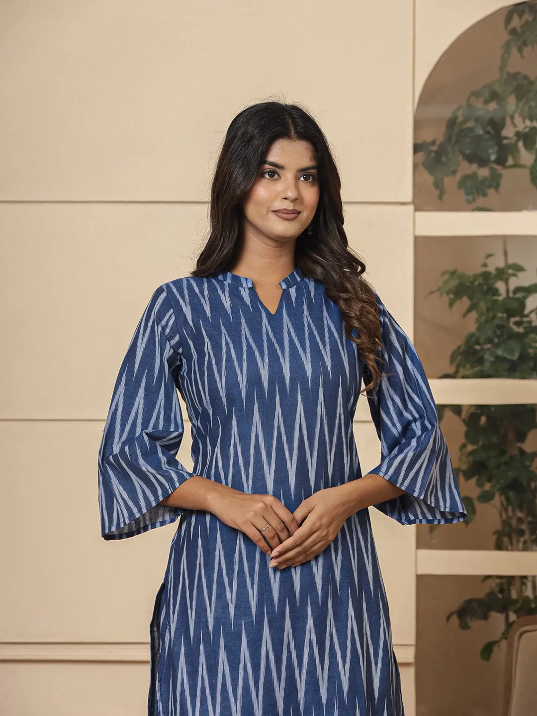Yufta Blue Cotton Ikat Co-Ord Set - Swadesiicart