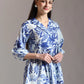 Yufta Blue Cotton Peplum Top