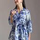Yufta Blue Cotton Peplum Top