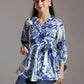 Yufta Blue Cotton Peplum Top