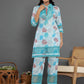 Yufta Blue Cotton Schiffli Co-Ord Set With Lace Detailing - Swadesiicart