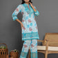 Yufta Blue Cotton Schiffli Co-Ord Set With Lace Detailing - Swadesiicart
