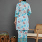 Yufta Blue Cotton Schiffli Co-Ord Set With Lace Detailing - Swadesiicart
