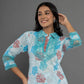 Yufta Blue Cotton Schiffli Co-Ord Set With Lace Detailing - Swadesiicart