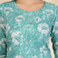Yufta Blue Embroidered Straight Kurta Trouser And Dupatta Set
