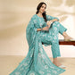 Yufta Blue Embroidered Straight Kurta Trouser And Dupatta Set