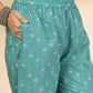 Yufta Blue Embroidered Straight Kurta Trouser And Dupatta Set