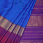 Blue Gadwal Silk Handloom Saree with Strips Border Design - Global Threads | Swadesiicart