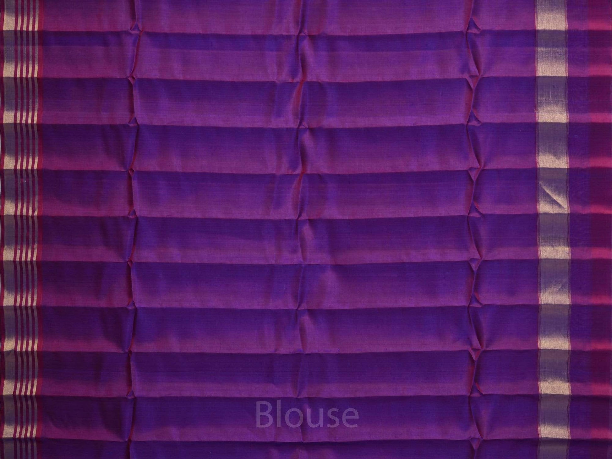 Blue Gadwal Silk Handloom Saree with Strips Border Design - Global Threads | Swadesiicart