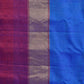 Blue Gadwal Silk Handloom Saree with Strips Border Design - Global Threads | Swadesiicart