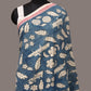 Blue Kalamkari Hand Painted Cotton Handloom Dupatta with Leaves and Doby Border Design - Global Threads | Swadesiicart