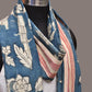 Blue Kalamkari Hand Painted Cotton Handloom Dupatta with Leaves and Doby Border Design - Global Threads | Swadesiicart