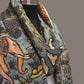 Blue Kalamkari Hand Painted Sico Stole with Animals Design - Global Threads | Swadesiicart