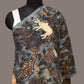Blue Kalamkari Hand Painted Sico Stole with Animals Design - Global Threads | Swadesiicart