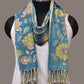 Blue Kalamkari Hand Painted Woolen Handloom Dupatta with Floral and Peacock Design - Global Threads | Swadesiicart