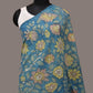 Blue Kalamkari Hand Painted Woolen Handloom Dupatta with Floral and Peacock Design - Global Threads | Swadesiicart