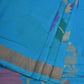 Blue Khadi Cotton Handloom Saree with Pallu and Border Design - Global Threads | Swadesiicart