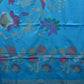 Blue Khadi Cotton Handloom Saree with Pallu and Border Design - Global Threads | Swadesiicart