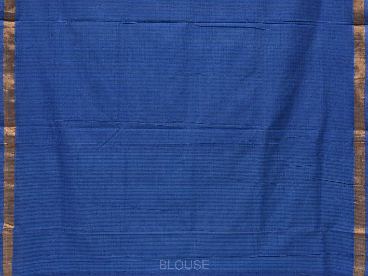 Blue Khadi Cotton Handloom Saree with Zari Strips Design - Global Threads | Swadesiicart