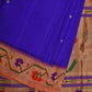 Blue Paithani Silk Handloom Saree with Ashavali Border Design - Global Threads | Swadesiicart