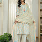 Yufta Blue Pure Cotton Floral Print Kurta Dupatta Pant Set