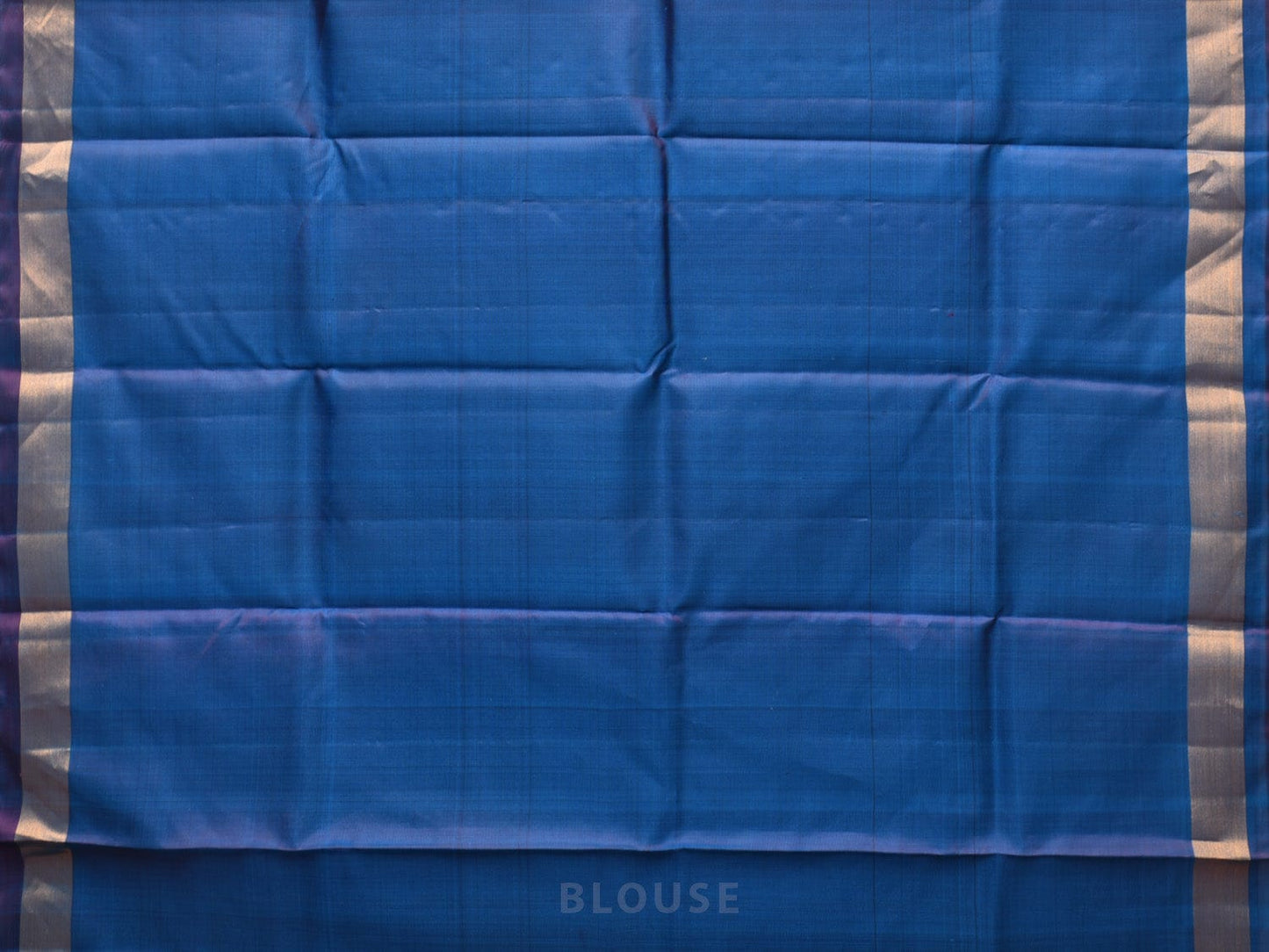 Blue Uppada Silk Handloom Plain Saree with Strips Pallu Design - Global Threads | Swadesiicart