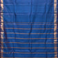 Blue Uppada Silk Handloom Plain Saree with Strips Pallu Design - Global Threads | Swadesiicart
