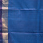 Blue Uppada Silk Handloom Plain Saree with Strips Pallu Design - Global Threads | Swadesiicart