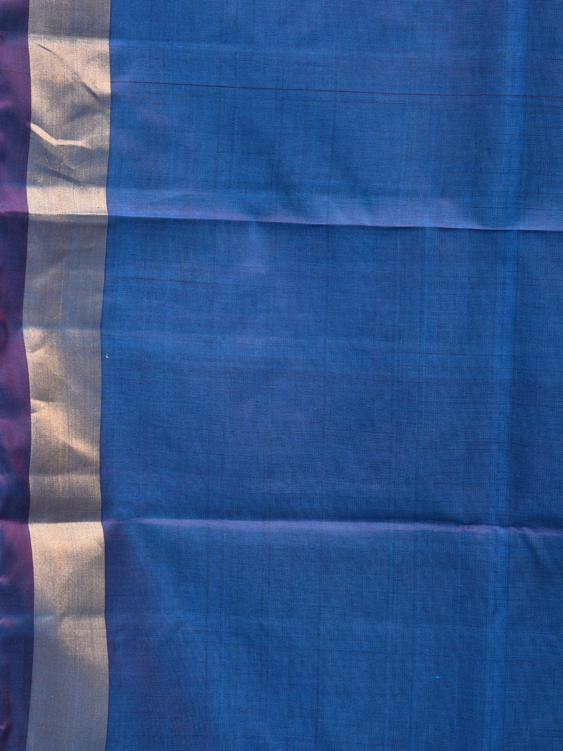 Blue Uppada Silk Handloom Plain Saree with Strips Pallu Design - Global Threads | Swadesiicart