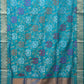 Blue Uppada Silk Handloom Saree with All Over Floral Design - Global Threads | Swadesiicart