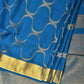 Blue Uppada Silk Handloom Saree with All Over Grill Design - Global Threads | Swadesiicart