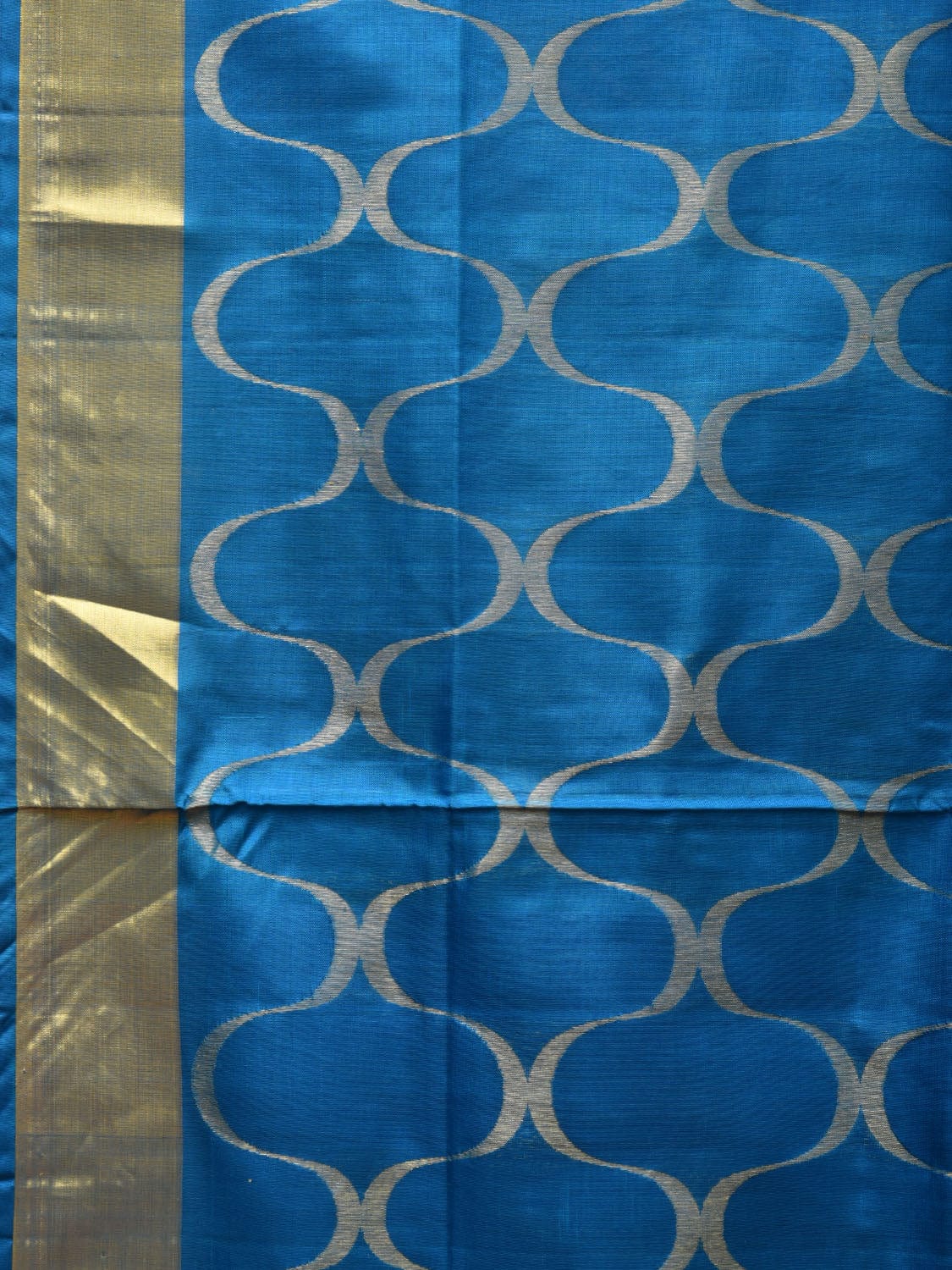 Blue Uppada Silk Handloom Saree with All Over Grill Design - Global Threads | Swadesiicart
