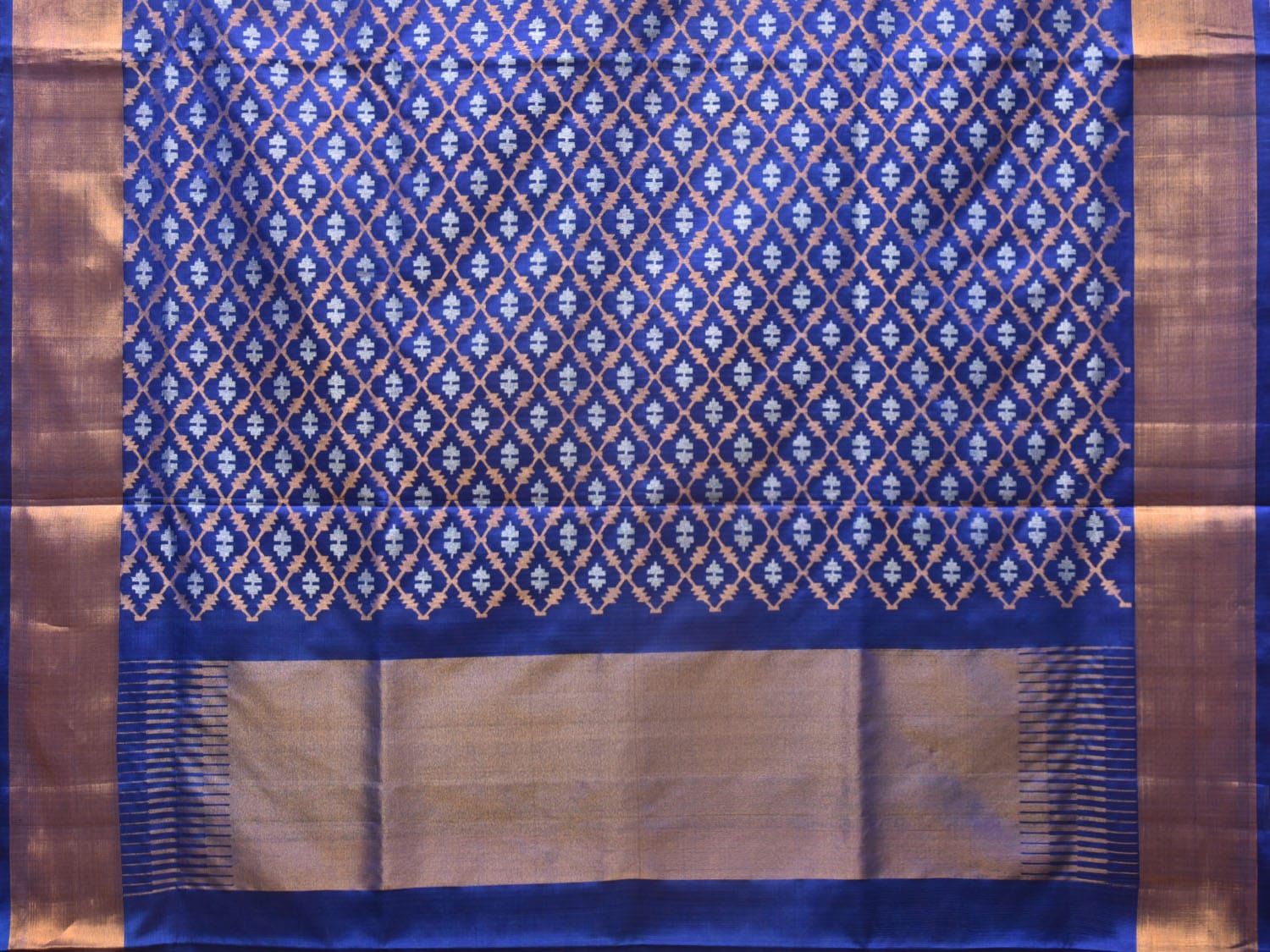 Blue Uppada Silk Handloom Saree with All Over Jamdani Design - Global Threads | Swadesiicart