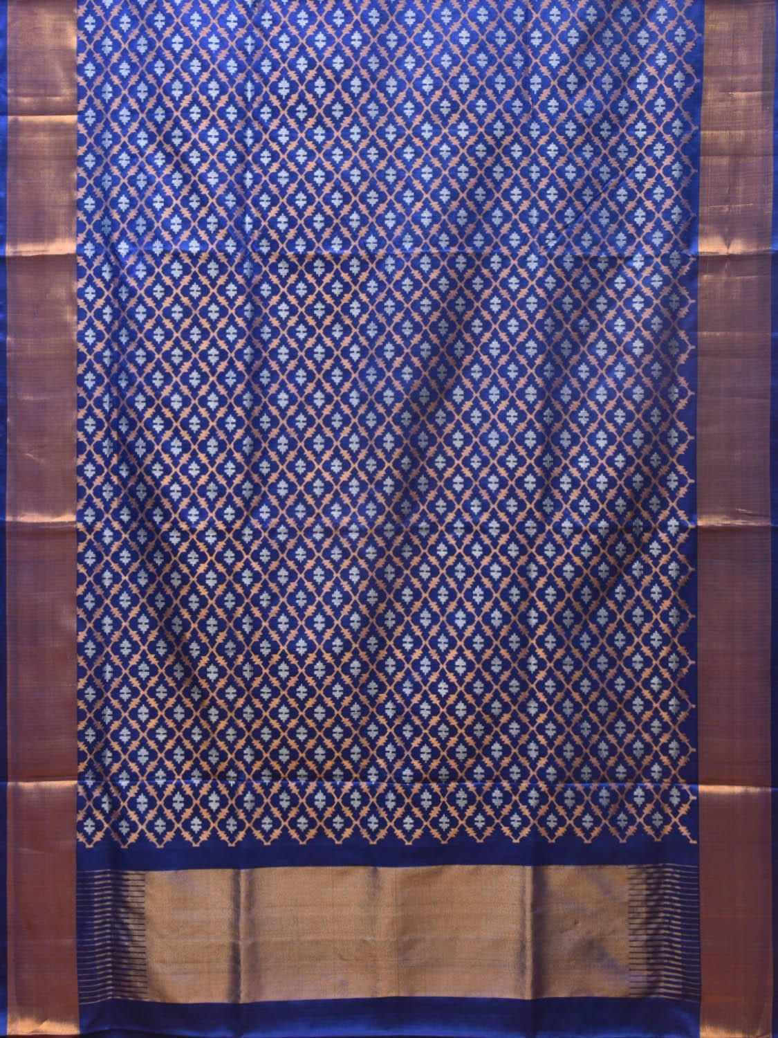 Blue Uppada Silk Handloom Saree with All Over Jamdani Design - Global Threads | Swadesiicart