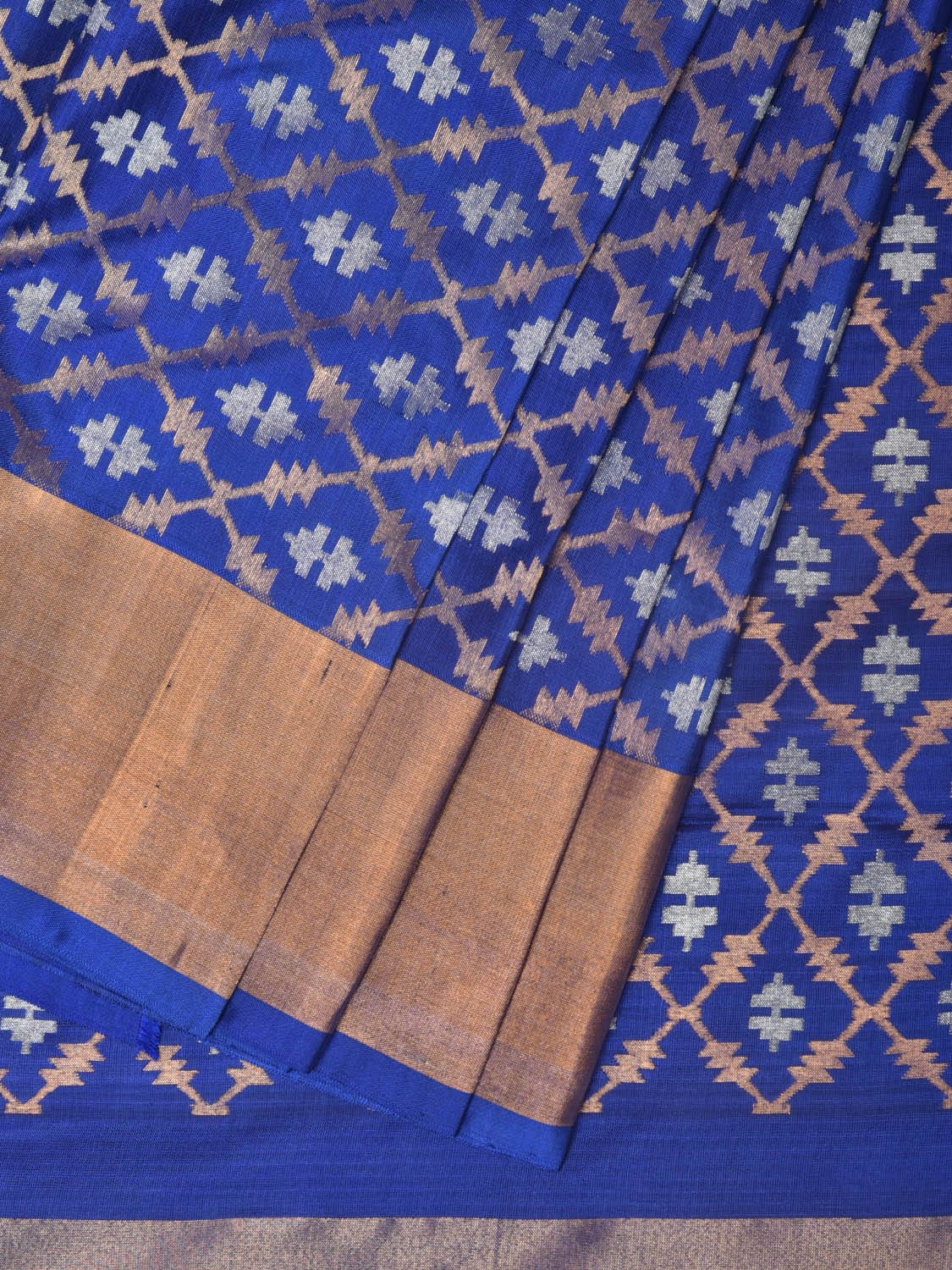 Blue Uppada Silk Handloom Saree with All Over Jamdani Design - Global Threads | Swadesiicart