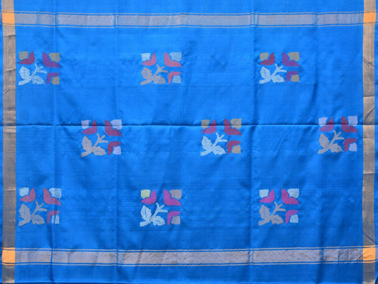 Blue Uppada Silk Handloom Saree with Border and Pallu Buta Design - Global Threads | Swadesiicart