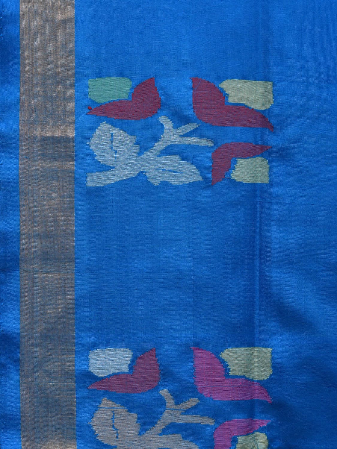 Blue Uppada Silk Handloom Saree with Border and Pallu Buta Design - Global Threads | Swadesiicart