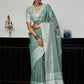 Anaita Blue Linen Zari Work Saree With Blouse